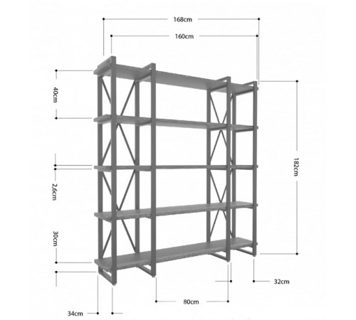 Стеллаж Айсберг Лофт 160×182-4 v3, Белый — большой стильный лофт стеллаж