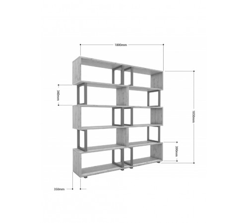 Стелаж Айсберг 180×190 см — чорний/графіт