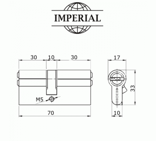Цилиндр Imperial ZC 70 мм 35/35 SN ключ/ключ