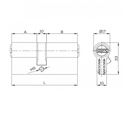 Цилиндр Kale 164SNC 40+10+40=90mm, латунь, 5 ключей