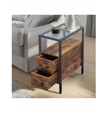 Современный столик VECELO с 2 ящиками и стеклянной столешницей