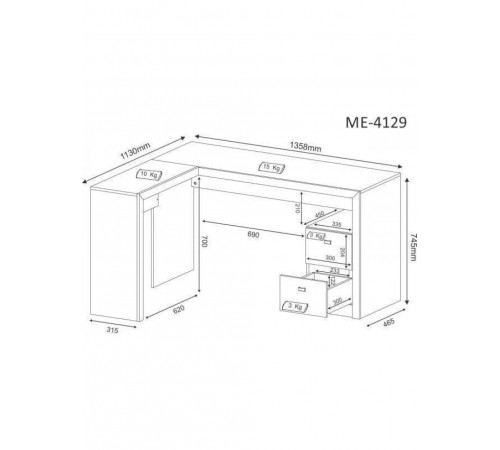 Офисный стол с 2 ящиками - черный
