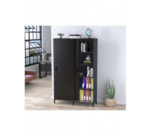 Шафа офісна розсувна LS-1200-1900 — антрацит, MSMLOFT