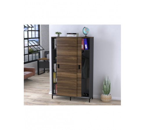 Шафа офісна розсувна LS-1200-1900 — антрацит, MSMLOFT
