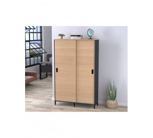 Шафа офісна розсувна LS-1200-1900 — антрацит, MSMLOFT