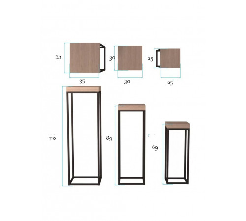Подставка для растений Billye – набор из 3 шт. (110×35×35 см)