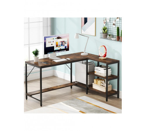 Стол L-образный с 3 ящиками и полками – 135×55×75 см.