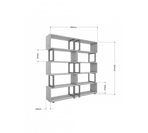 Стеллаж Айсберг 180×190 см — черный/белый