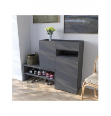 Тумба-подставка для обуви в прихожую с дверцей и ящиком, антрацитовая