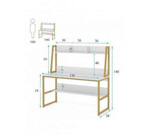 Компьютерный стол в стиле лофт с металлическим каркасом