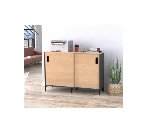Тумба офісна LS-1200 MSMLOFT — розсувні двері, антрацит (120×83×40)