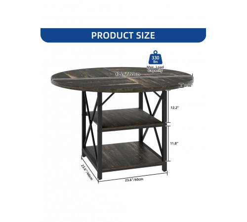 Круглий обідній стіл Moasis з 2-ярусними полицями