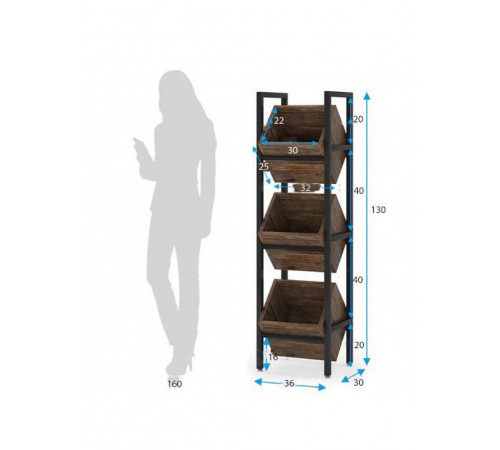 Стелаж для напоїв JW0237 — 130×36×30 см, 3 полиці