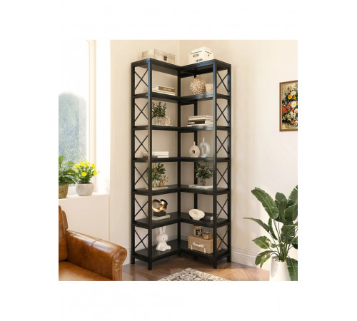 Стелаж кутовий, дуб сонома/чорний метал