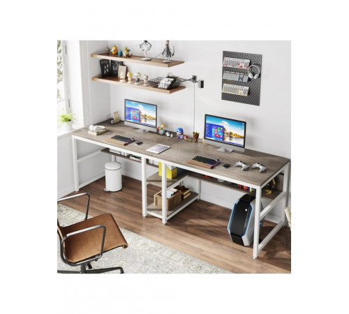 Двомісний письмовий стіл з полицями — 200 × 60 × 75 см