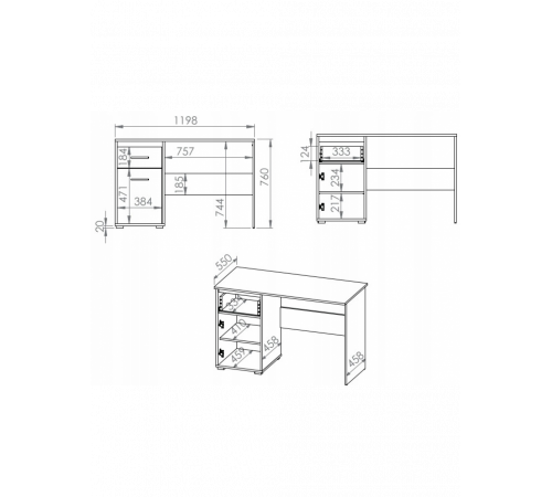 Стол VIVA A10 с ящиком и полкой — MSMLOFT