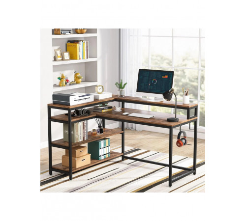 Письмовий стіл двосторонній L-подібний з полицями