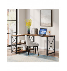 Письменный стол двухсторонний L-образный с полками.