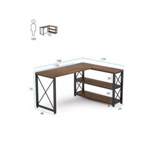 Письменный стол двухсторонний L‑формы с полками