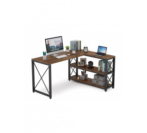 Письменный стол двухсторонний L‑формы с полками