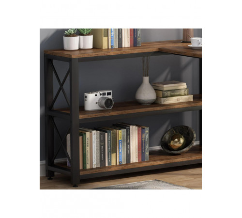 Письменный стол двухсторонний L‑формы с полками