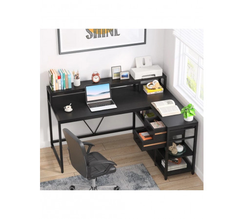 L-образный компьютерный стол с подставкой для монитора