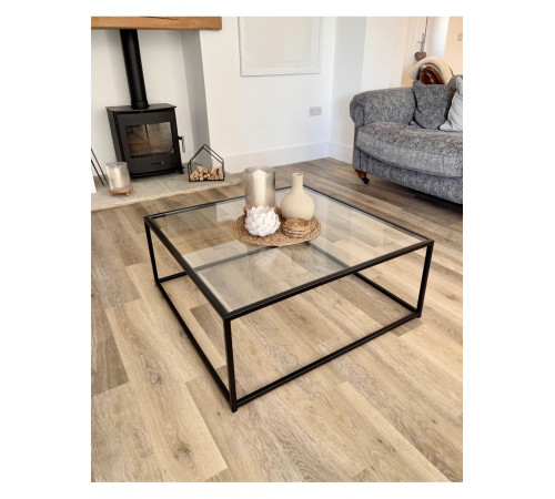 Журнальний столик Mila Square (Скло) — Квадратний Стіл Лофт 85х85 см