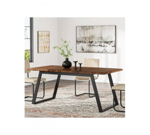 Обідній стіл на 6 осіб, прямокутний кухонний стіл із металевими ніжками.