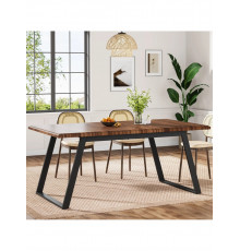 Обідній стіл на 6 осіб, прямокутний кухонний стіл із металевими ніжками.