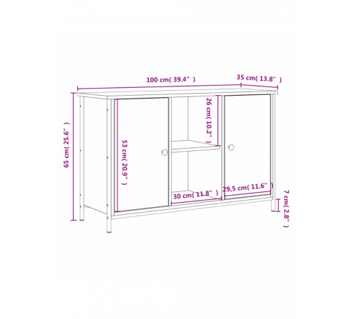 Тумба под телевизор – дуб Сонома (100×35×65 см)