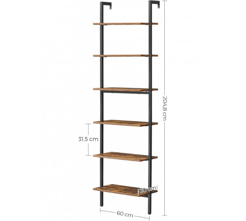Стелаж 6 полиць LLS1 — висота 204,8 см, ширина 60 см