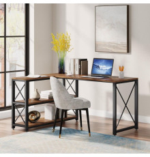 Письменный стол двухсторонний L-образный с полками.