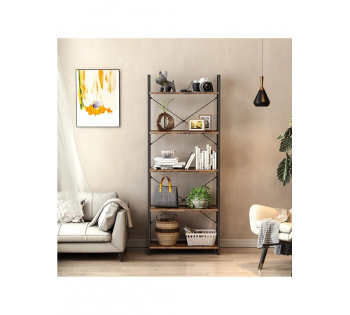 Стеллаж 5 полок Landrienne с металлическим каркасом, 158×60×30 см