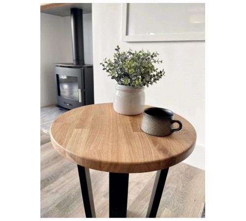 Круглий приставний столик у стилі Лофт (Ø 45 см) на металевому каркасі