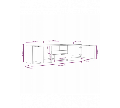 Тумба под телевизор – дуб Сонома (140×35×40 см)