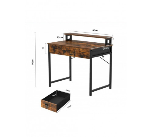 Компьютерный стол с выдвижными ящиками подставкой для монитора и крючками