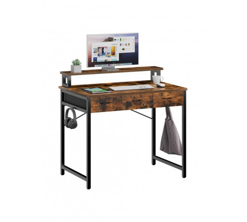 Компьютерный стол с выдвижными ящиками подставкой для монитора и крючками