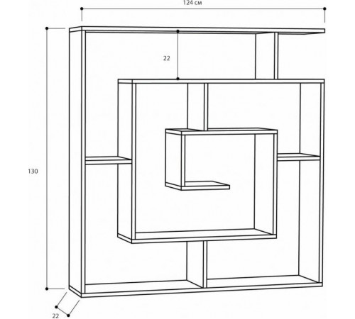 Геометричний стелаж «Abston» MSM — стильний відкритий стелаж з 6 полицями