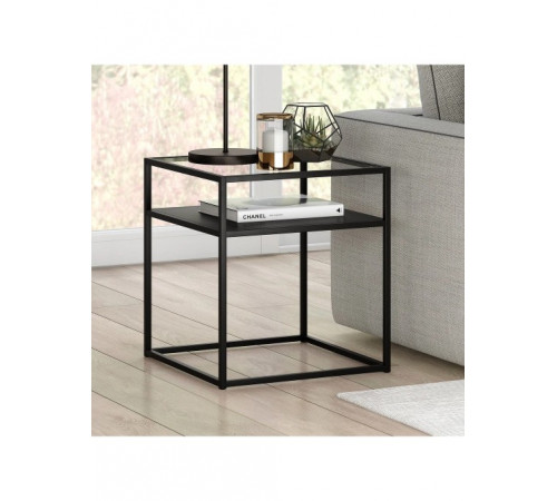 Приставной столик Ada Blackened – стекло и металл в стиле лофт