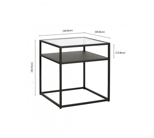 Приставной столик Ada Blackened – стекло и металл в стиле лофт