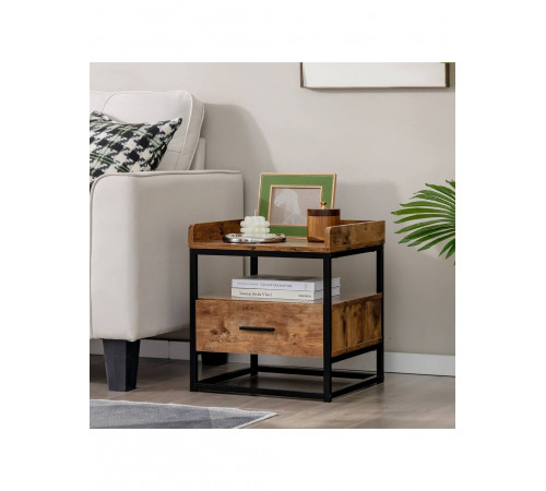 Тумбочка Gymax Side – 3-ярусная тумба с ящиком в стиле лофт