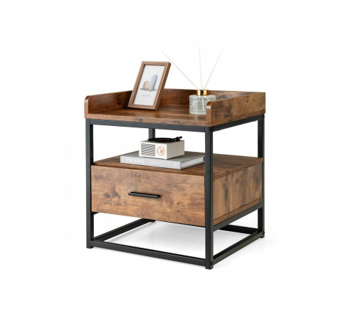 Тумбочка Gymax Side – 3-ярусная тумба с ящиком в стиле лофт