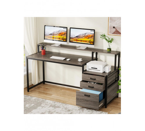 Компьютерный стол с ящиками и подставкой для монитора