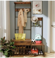 Вешалка 4-в-1 с ящиком для хранения, скамейкой для родителей и детей в прихожей