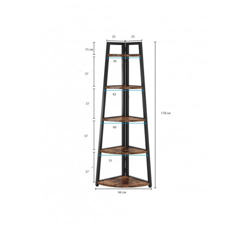 Стелаж Berks MSM — вузький 5-ярусний стелаж 178×66×25 см