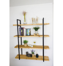 LOFT SHELF Книжкова полиця, стелаж для вітальні, дерев'яна полиця настінна, стелаж для кухні, офісний стелаж