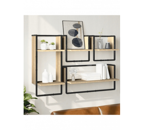 Набор из 4 настенных полок дуб Сонома