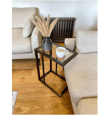 Приставной столик стеклянный для дивана, бронзовый.