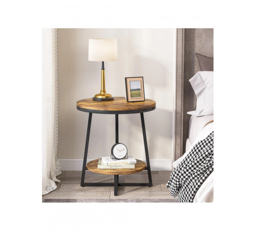 Круглий приставний столик HOOBRO в рустикальному стилі