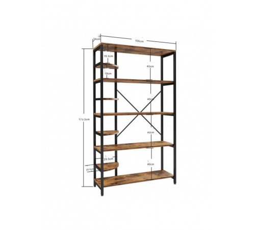 Стелаж Roan Etagere — 5 великих + 4 секторні полиці, 173,5×100×34 см